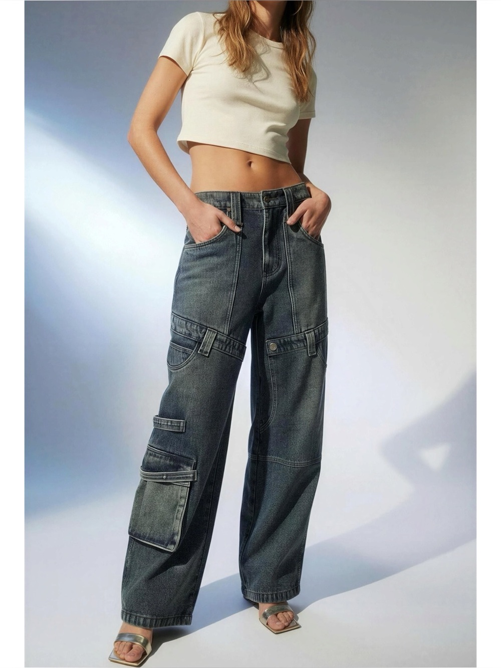 JADED LONDON Zenith Double Layer Colossus Oversized Baggy Jean, Blue, W26